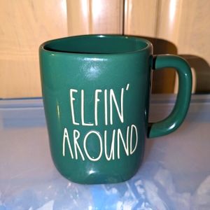 Rae Dunn Christmas elfin around green mug. Goes with vintage & farmhouse decor